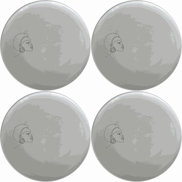 Young African Woman Dinner Plate Set of 4 - Range 1