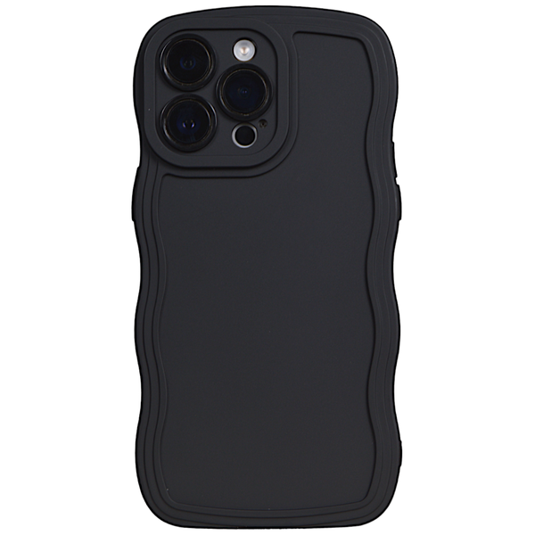 Solid Black - Phone Case with Wavy Edge &amp; Pro Cam - Iphone 14 Pro Max