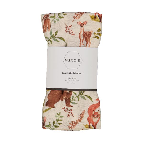 MACCIE Forest Friends Baby Bamboo Muslin Swaddle