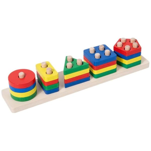 Wooden Shape Sorting Toy Board - 21- Color Learning &amp; Fine Motor