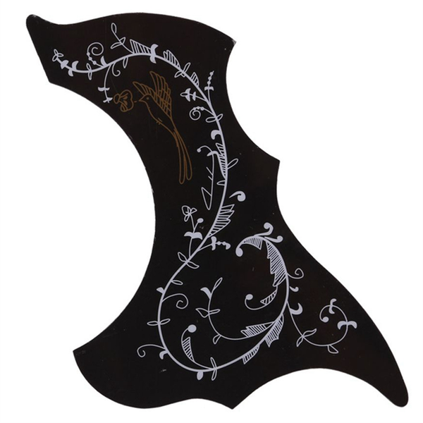Black Flower and Bird Guitar Pickguard Decor Self-Viscous Sticker