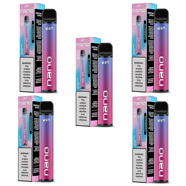 NASTY Nano 800 Puffs Disposable Vape 50mg - Strawberry Ice - 5 Pack