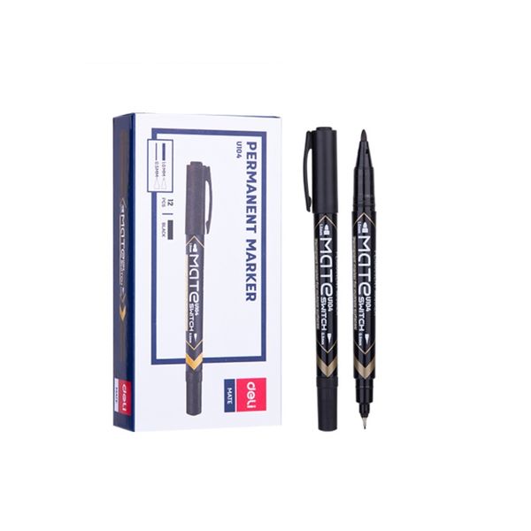 Deli Permanent Marker Dual Tip 0.5mm and 1.0mm 12's