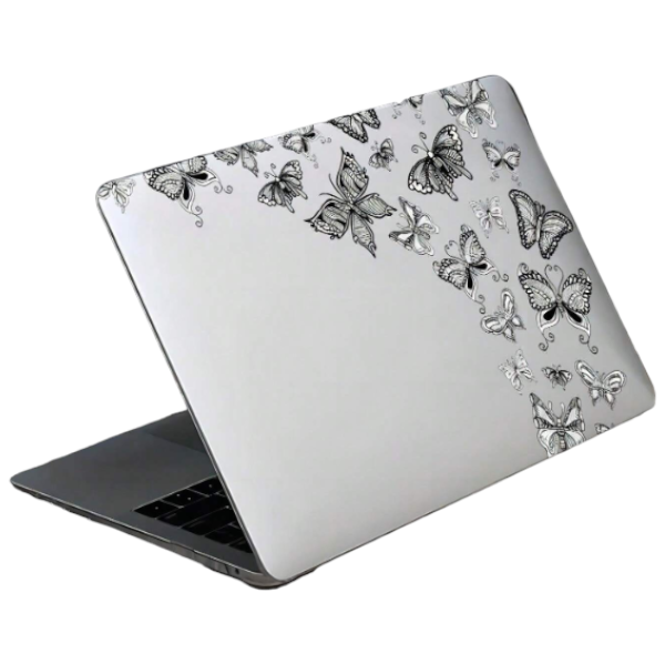 Butterfly Printed Hard Shell Protective Case For MacBook M1 - Transparent