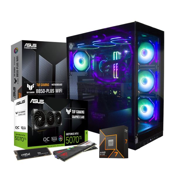PCBuilder VALOUR AMD Ryzen 7 32GB 1000GB RTX R5070 WIN11 Gaming PC Black