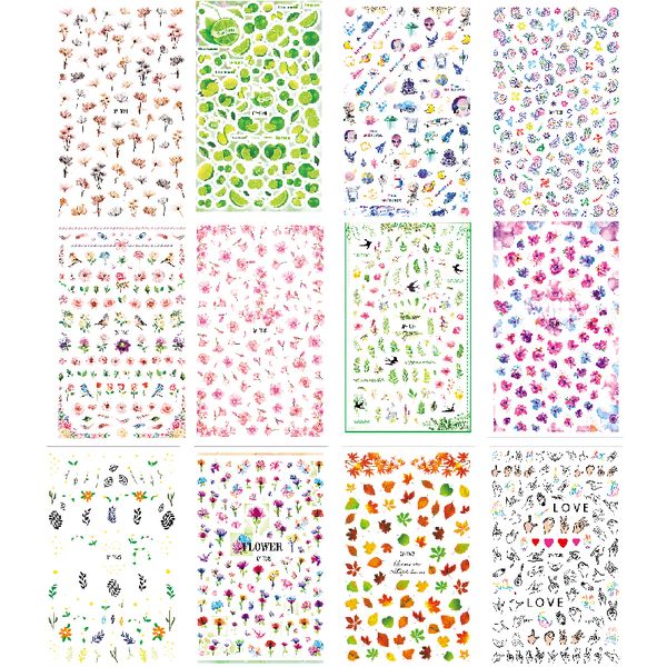3d Nail Art Decals Leaves Adhesive Sliders Nail Stickers Decoration