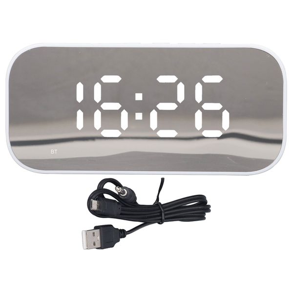 Alarm Clock Radio Dimmer Control Dual FM with Bluetooth Speaker White