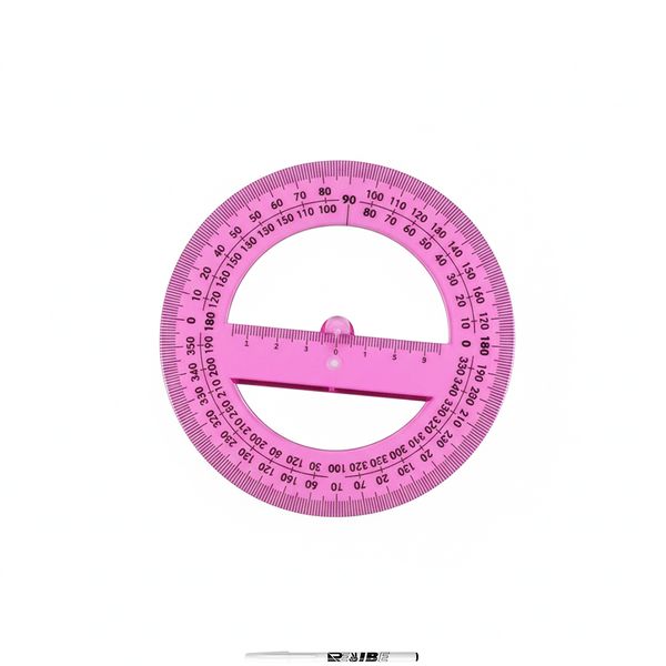 Flexible Pink 360 Circular Protractor - 12cm Geometry Tool + ReVibe Pen