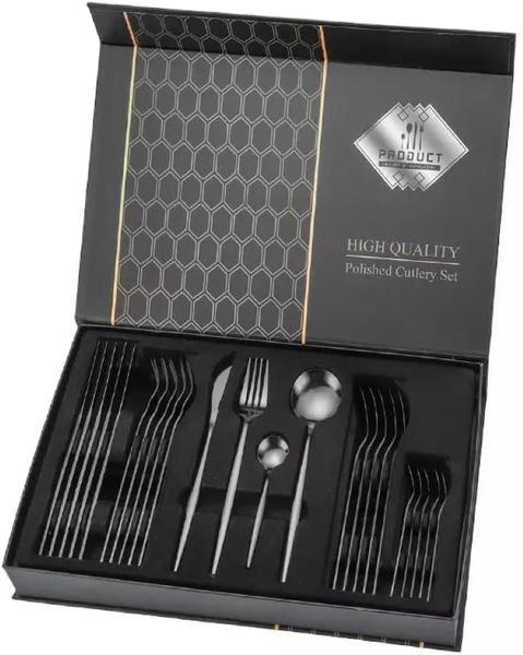 Elegant Dansup 24-Piece Silver Polished Cutlery Set