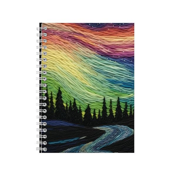 3D Embroidered Northern Lights 2 Notebook Gift Idea A4 Notepad Pad 105