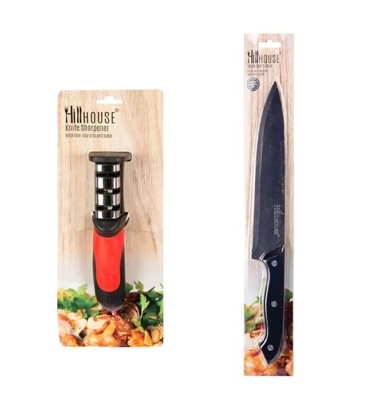 Chef's Knife 20cm Blade PVC Handle + Knife Sharpener