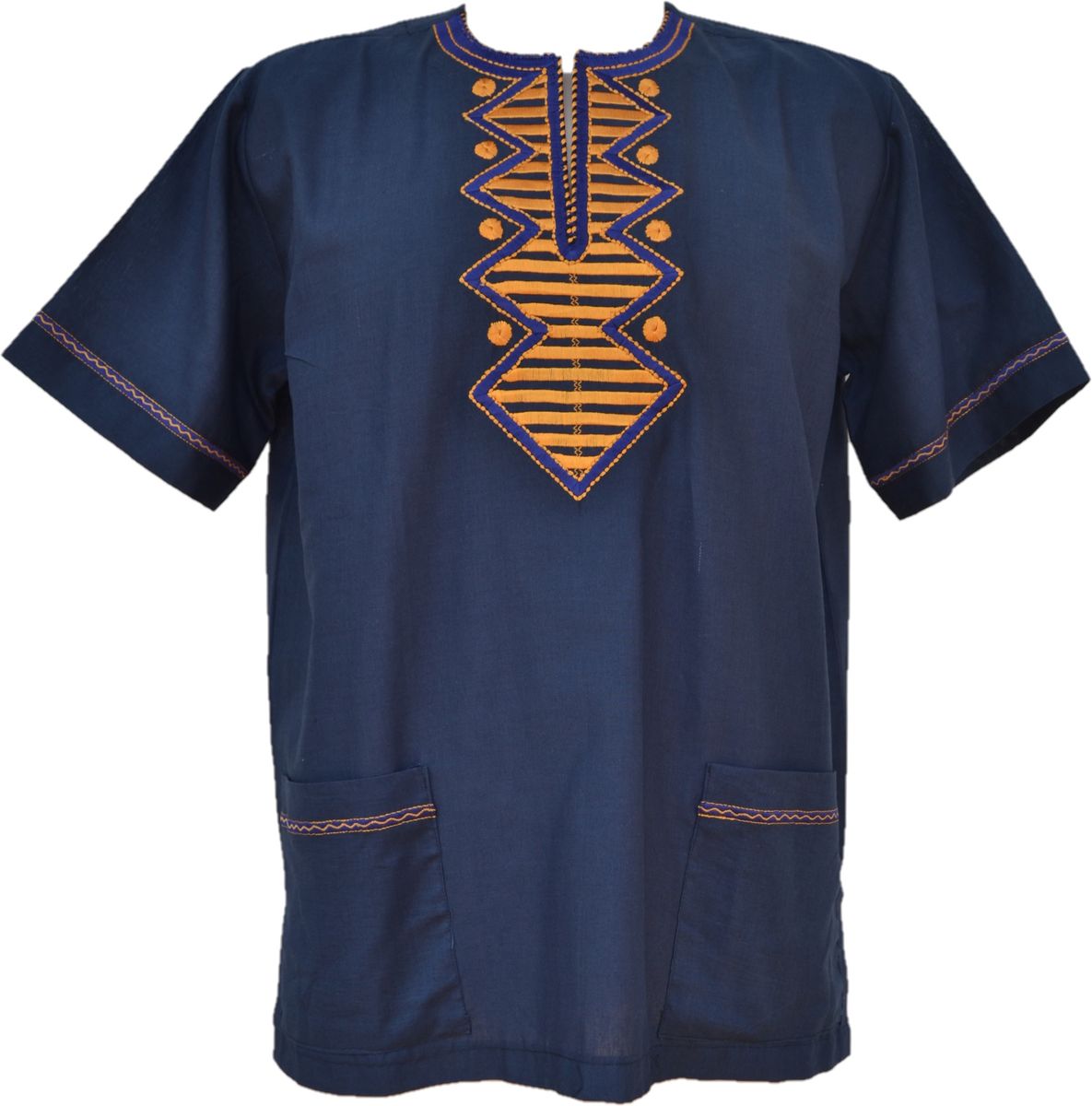 Men's Linen Embroidered Shirt Navy Shop Today. Get it Tomorrow