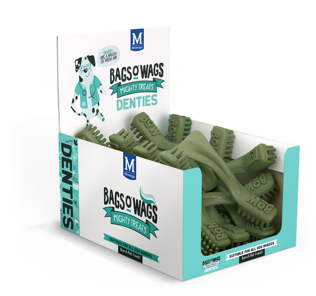 Montego Bags O' Wags - Denties Toothbrush Large Dog Treats 60g (Pack of 16)