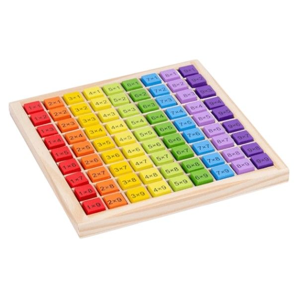 Wooden Times Tables Board with Colorful and Engaging Design - Multi-Colour