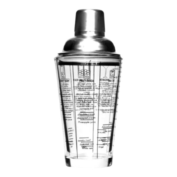 Cocktail Shaker 400ML Glass With Stainless Steel Lid