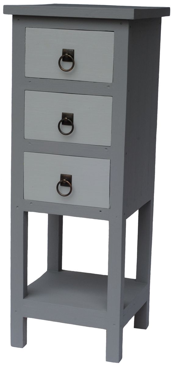 GC Juliet3 Tall Slim Accent Table with 3 Drawers & Shelf Stand - Wood ...