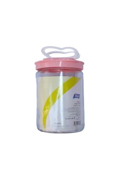 Glass Embossed Storage Flap Jar - 500ml