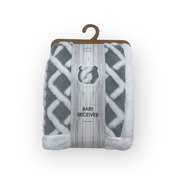 Mothers Choice Premium Sherpa Fleece Blanket - Grey &amp; White Net Design