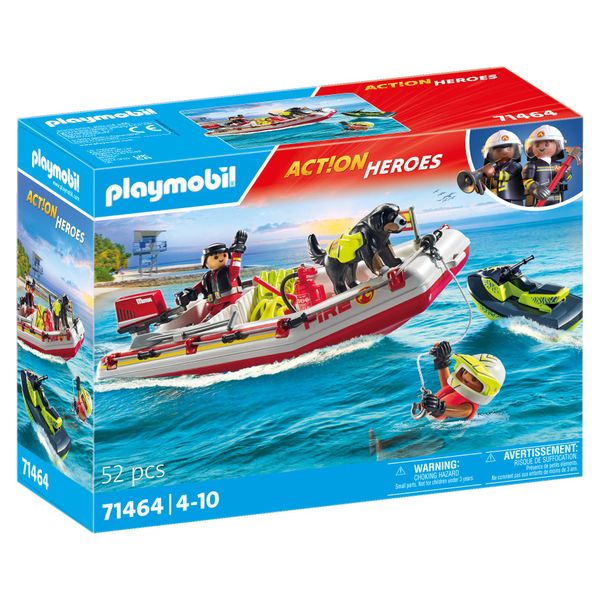 Playmobil Action Heroes - Fireboat with Water Scooter Playset - 52 Piece