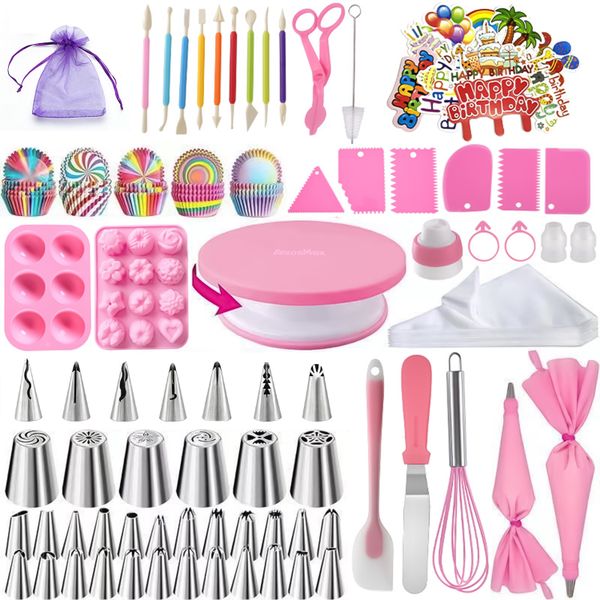 BezosMax 320Pcs Cake Decorating Kit, Piping Bags &amp; Tips Set for Beginners