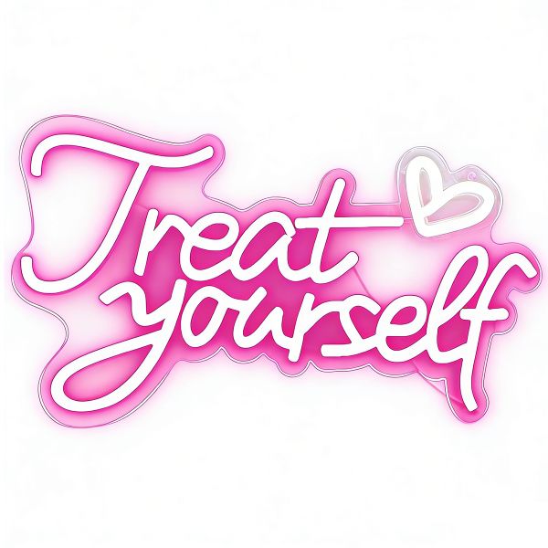 Treat Yourself Neon Sign for Wall Decor, LED Pink Neon Light for Bedroom