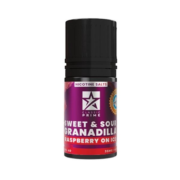 30ml Prime Classic Salts Vape Juice-Sweet &amp; Sour Granadilla Raspberry-35mg