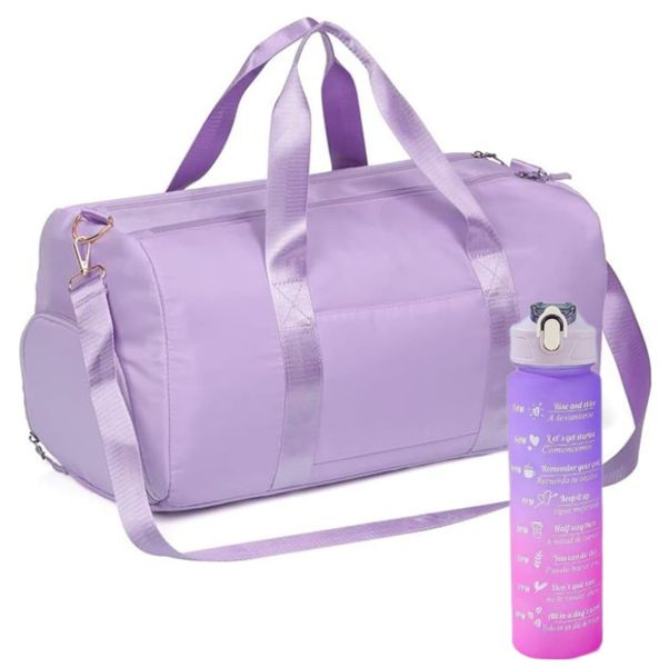 Fashion Waterproof Travel Gym Duffel Bag With 800ml Leakproof Water Bottle