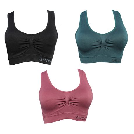 Wisremt Sports Bras for Women,2Pack Seamless Comfortable Yoga Bra with  Removable Pads Size S-3XL