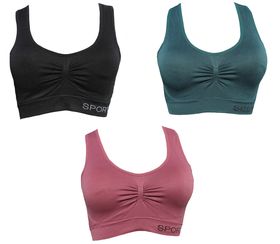 Seamless Comfortable Sports Bra with Removable Pads - Pack of 3 | Shop ...
