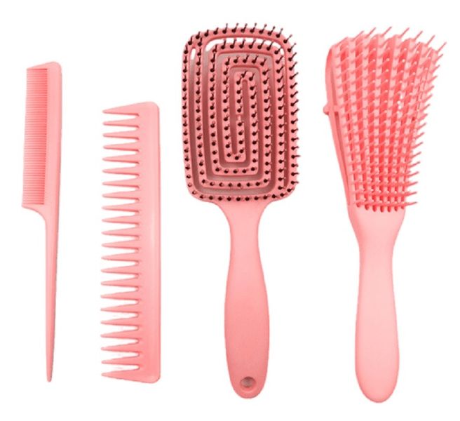 Detangling Brush Hair Comb Set - Pink