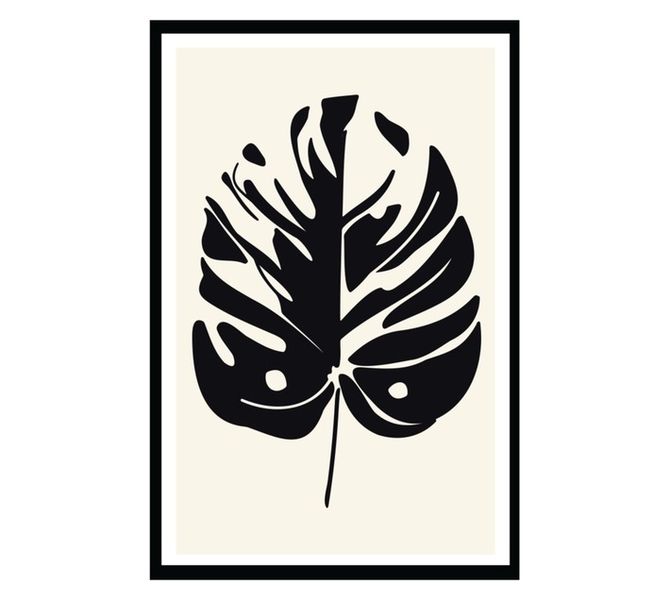 Natural Leaf Framed Canvas Print - Brown (420 x 620mm)