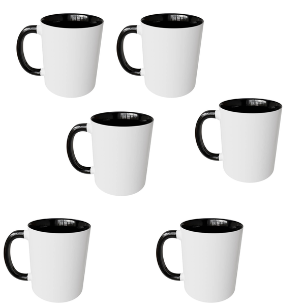 Blank Sublimation Mugs - 2 Tone Black Set of 6