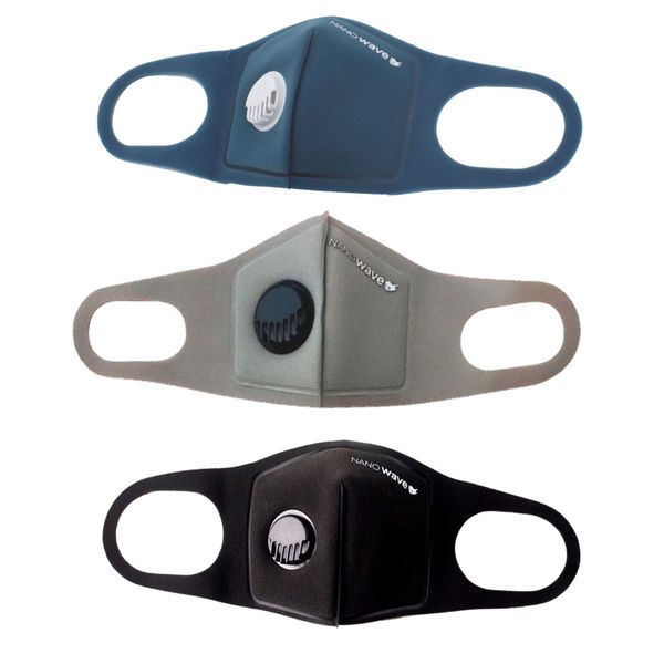 Nanowave Adult Reusable Protective Face Mask - Black, Grey &amp; Teal 3 Pack