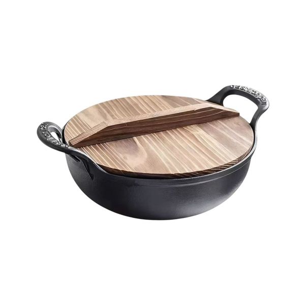 Cast Iron Pot with Wooden Lid