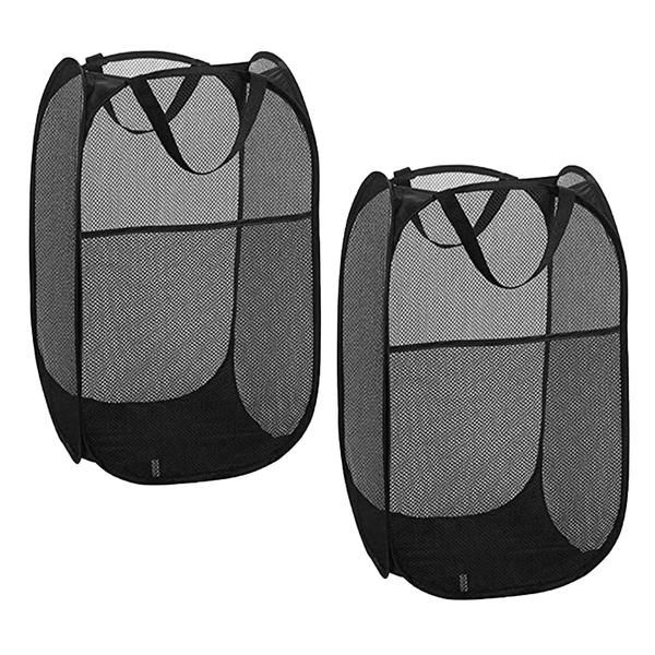 2 Pk Pop Up Mesh Laundry Hamper Collapsible Basket Organizer Foldable Bin