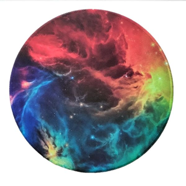Round Mouse Pad - Smokey Blue Black Red Galaxy
