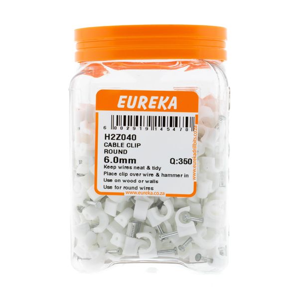 EUREKA Cable Clip Round White 6mm Q:350 H2Z040
