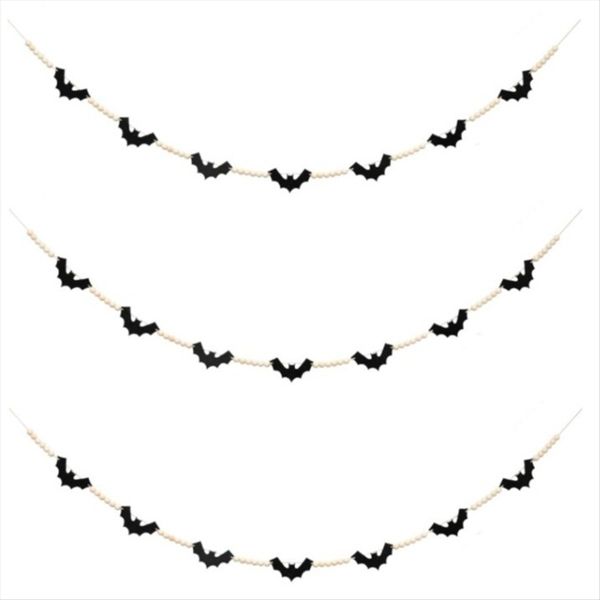 Wooden Halloween Bat Bead Garland Banner Halloween Decoration