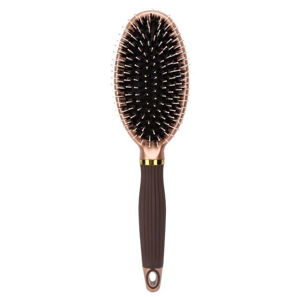 Hairbrush Comb Anti-Slip Rubber Handle Hair Styling Modeling Massage Gold