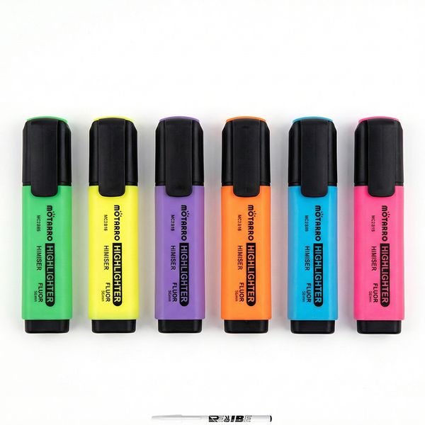 6-Piece Bright Neon Highlighters Chisel Tip Multiple Colors With ReVibe Pen