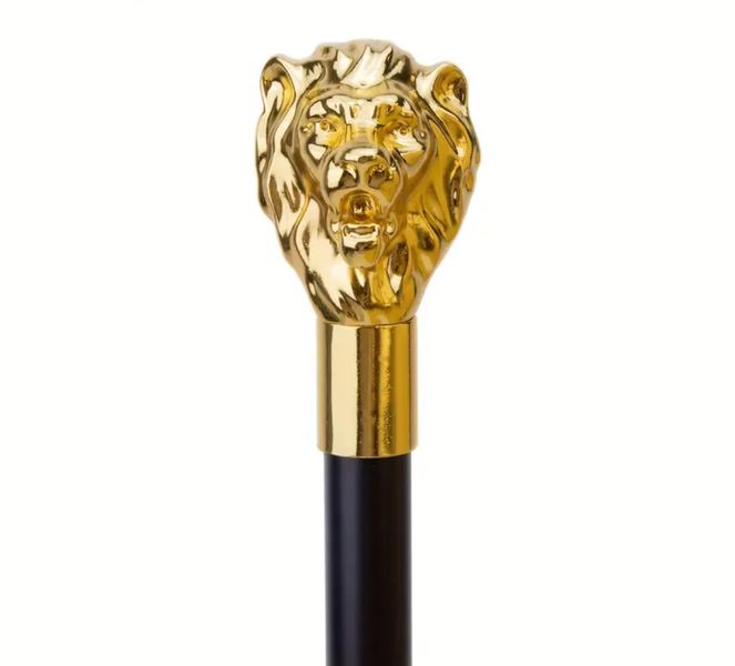 Golden Lion Head Walking Stick