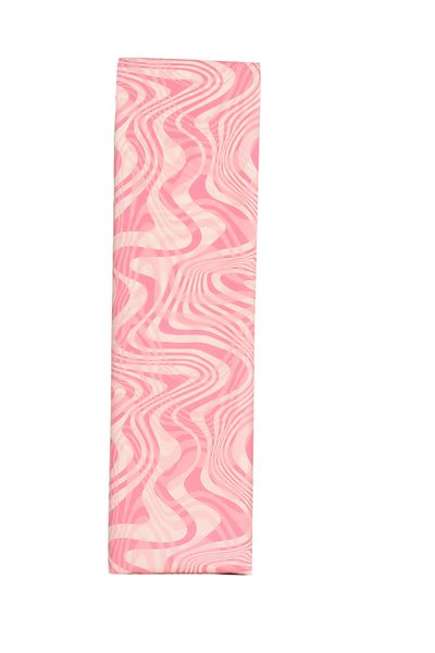 Pink Chiffon Scarf with Retro White Wavy Pattern for Modest Wear