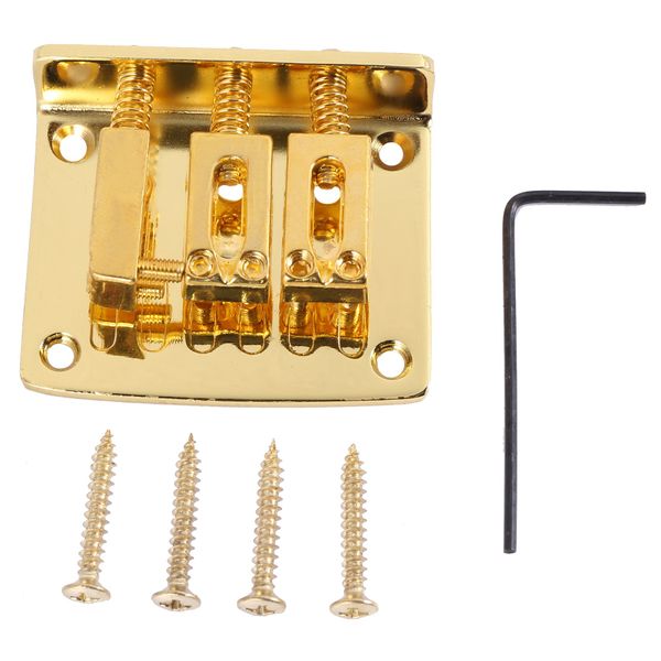 Cigar Box Guitar Parts: 3-string Gold Top Loading Hard-tail Adjustable Bri