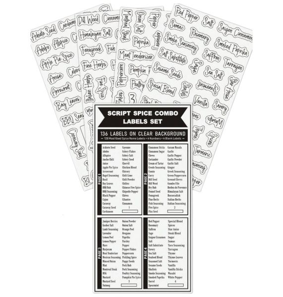 136 Piece Transparent Herbs &amp; Spice Labels