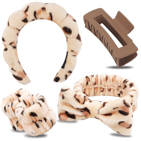 4 Pack - Hairband, Headband, Hairpin, Wrist Towels for Washing Face