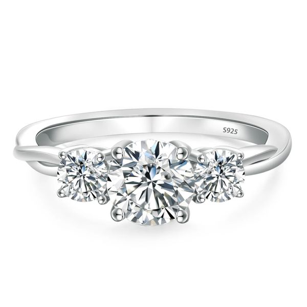 Colton James Premium 1.6ct Trinity Moissanite Engagement Ring - Round Cut