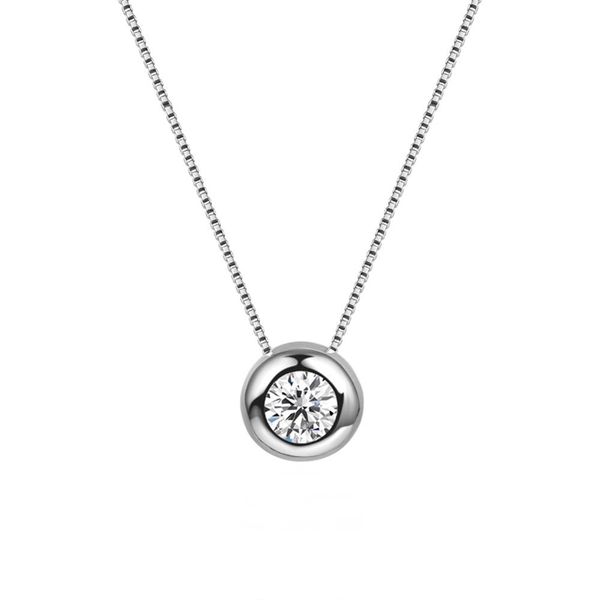 Embellished -925 Sterling Silver Zirconia Bold Single Pendant Necklace