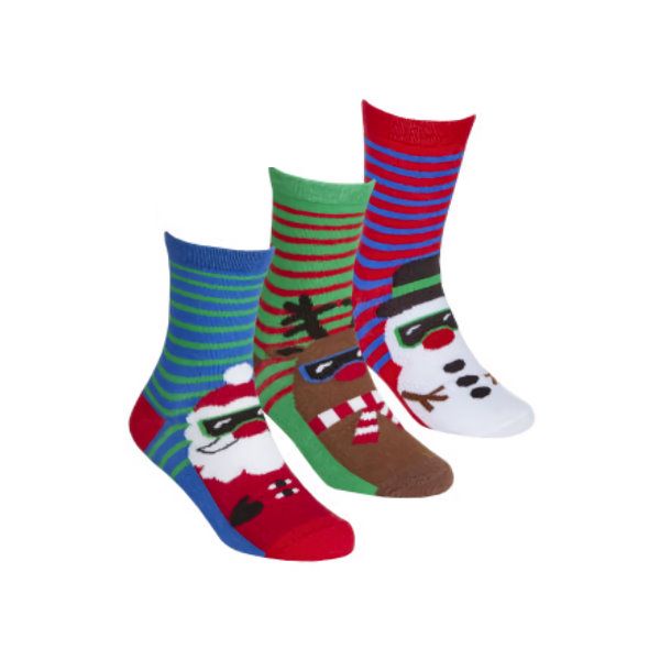 Kids Striped Soft &amp; Cosy Christmas Socks - 3 Pack