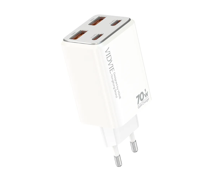 Vidvie XL-PLE222 GaN 70W Fast Charger - Dual USB-A &amp; Dual USB-C Ports