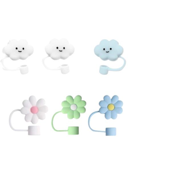 Set of 6 Silicone Straw Cap Covers
